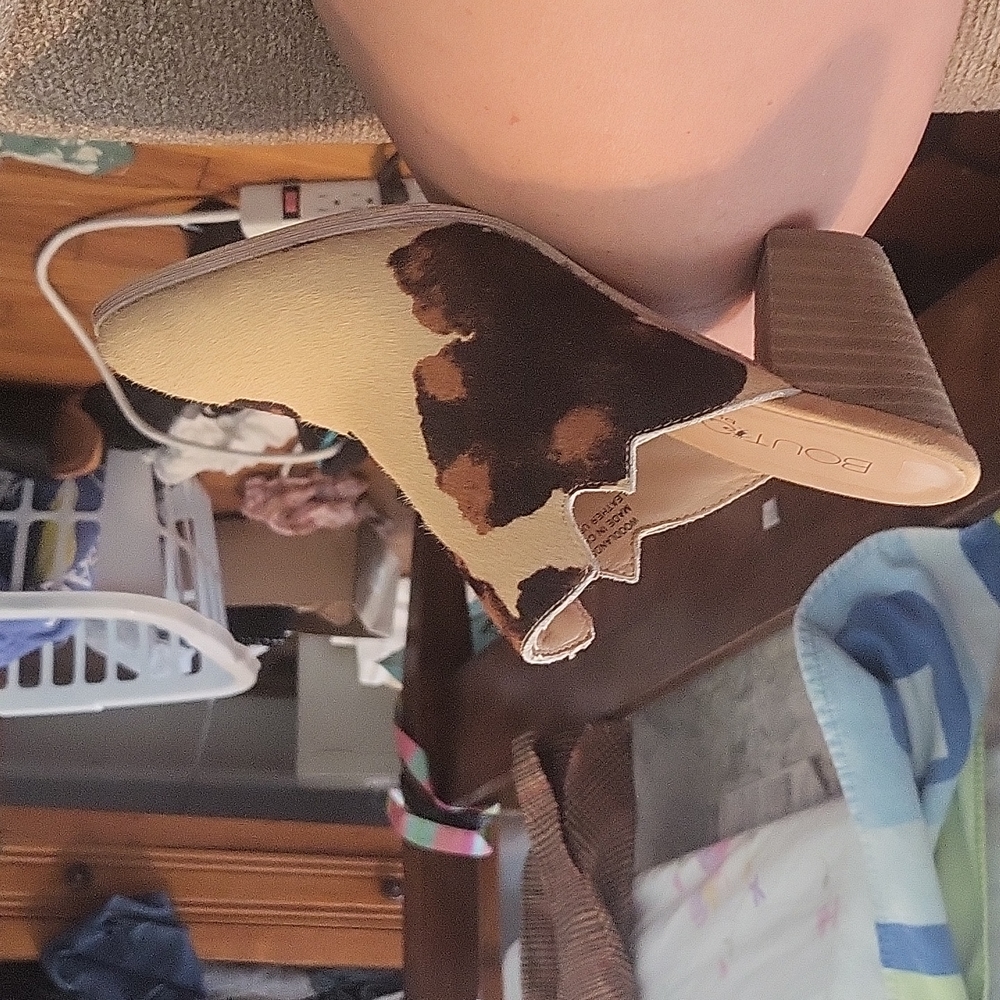 Cow hide mules size 8